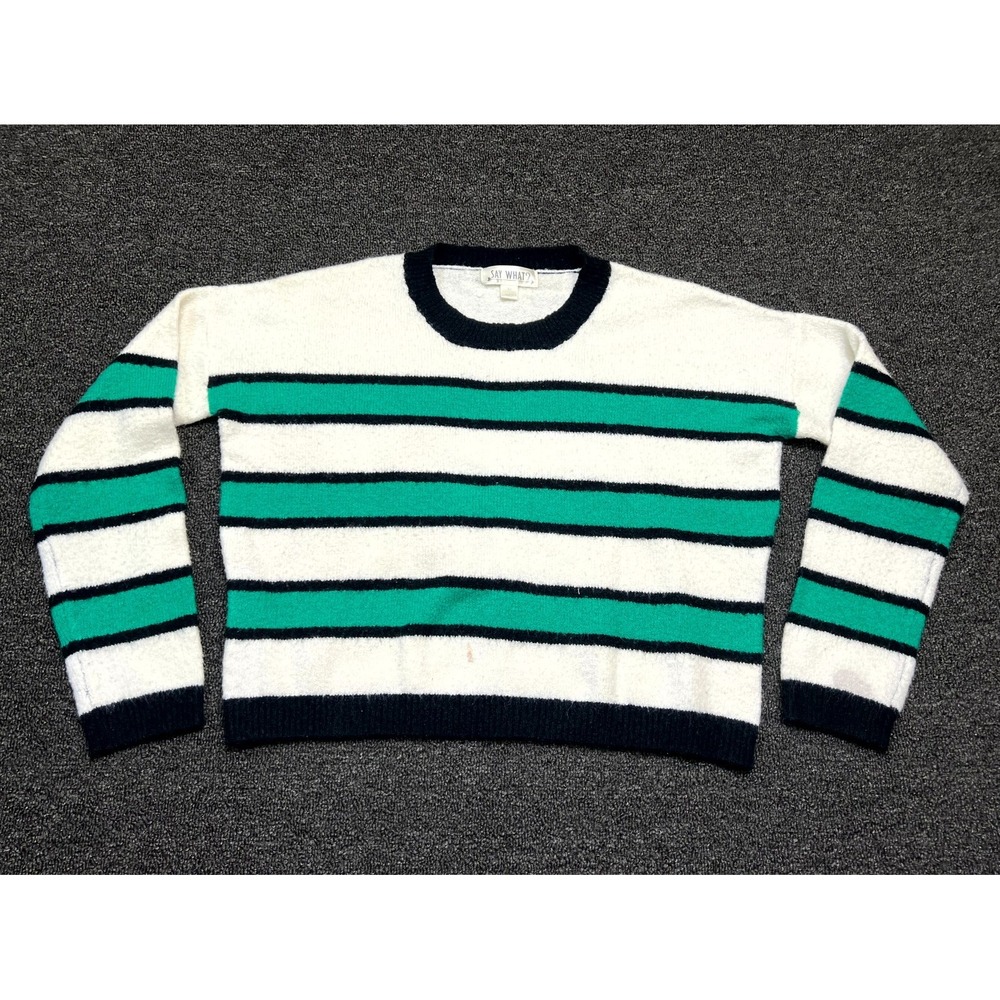 Say What? Cropped Sweater Womens Medium Multicolor Striped Stretch Tight Knit
